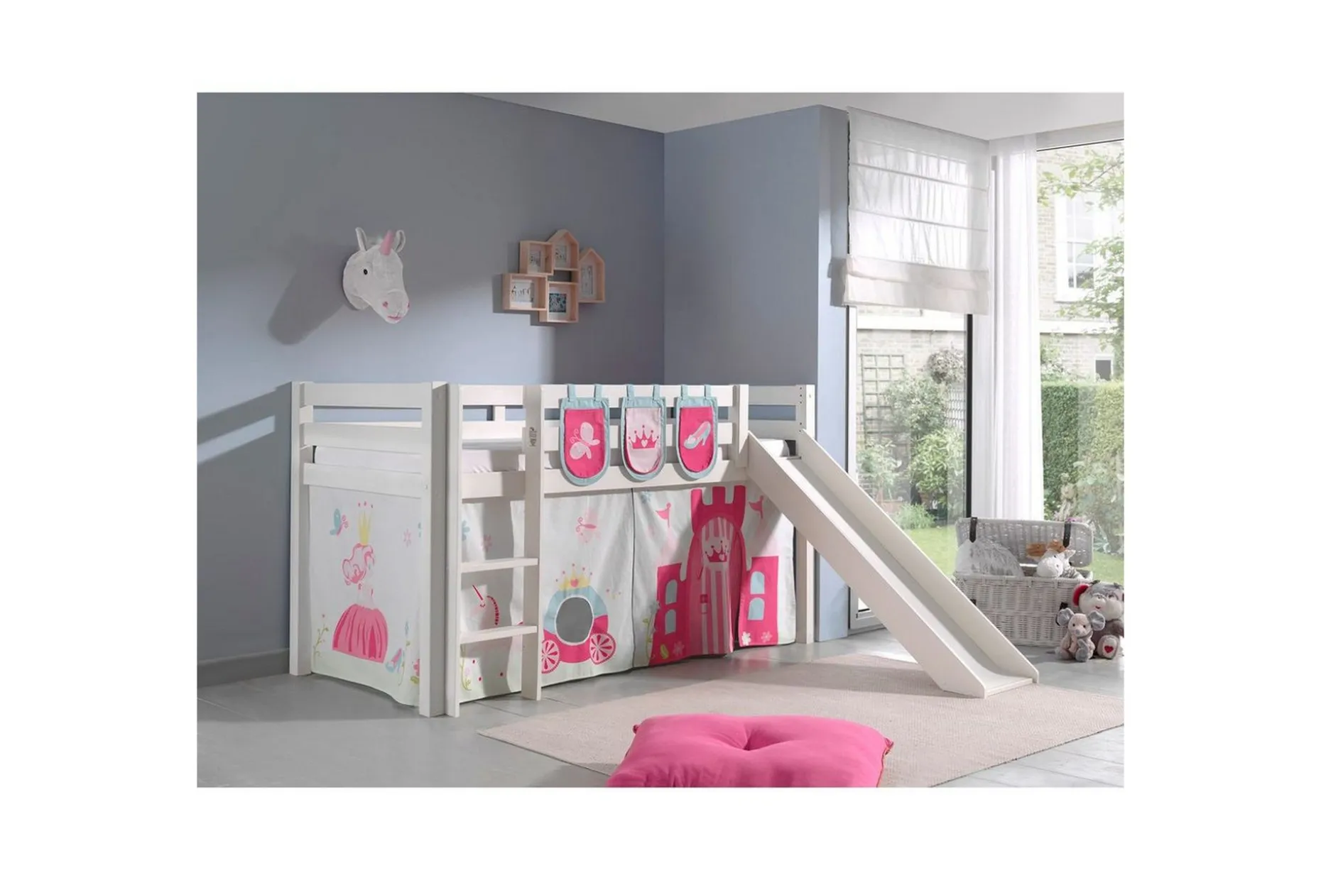 Middelseng med gardin Pino Princess Hvit, Hvit, Med sklie, Uten tunnel, 3