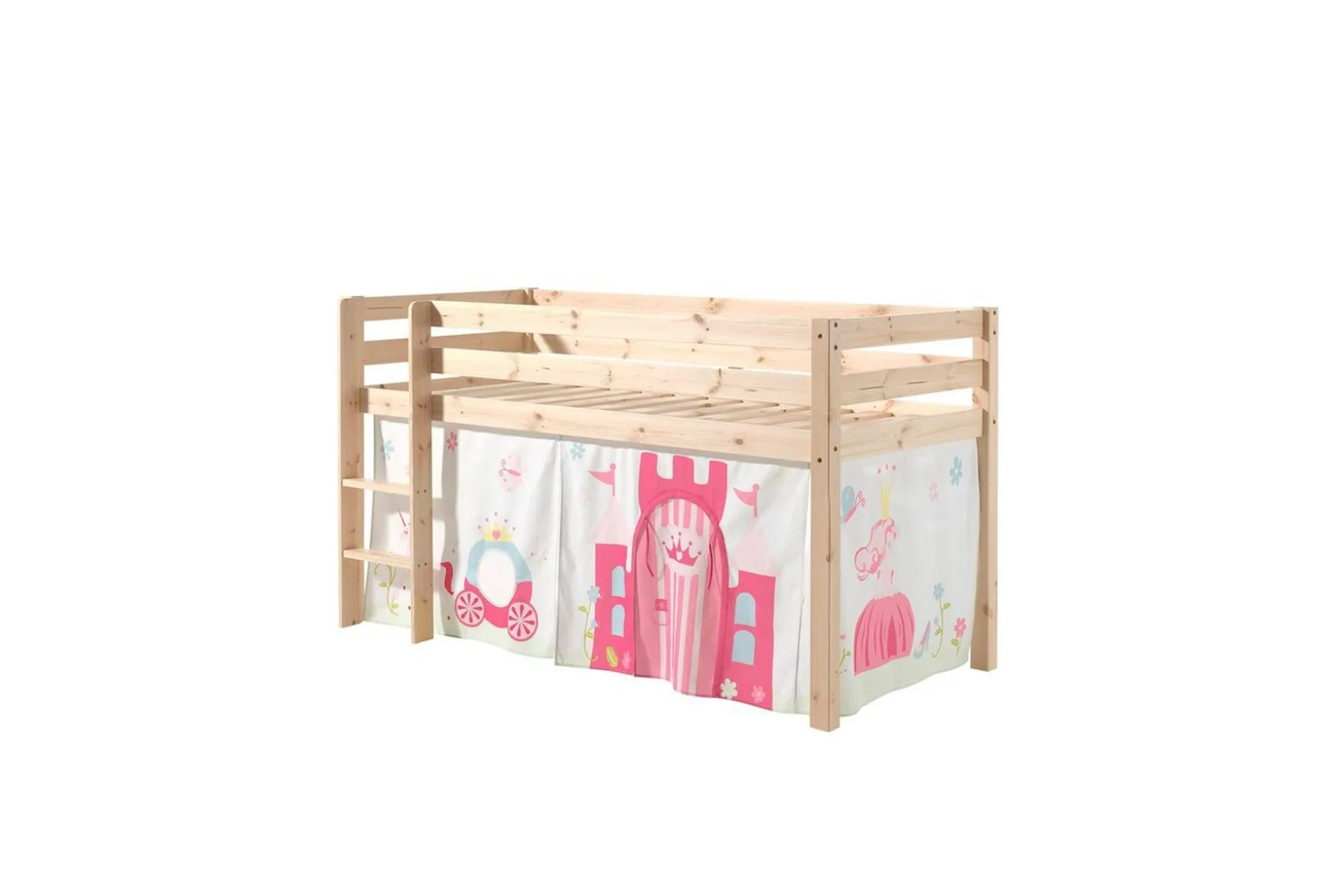 Middelseng med gardin Pino Princess Naturlig, Naturlig, Uten sklie, Uten tunnel, Ingen lommer