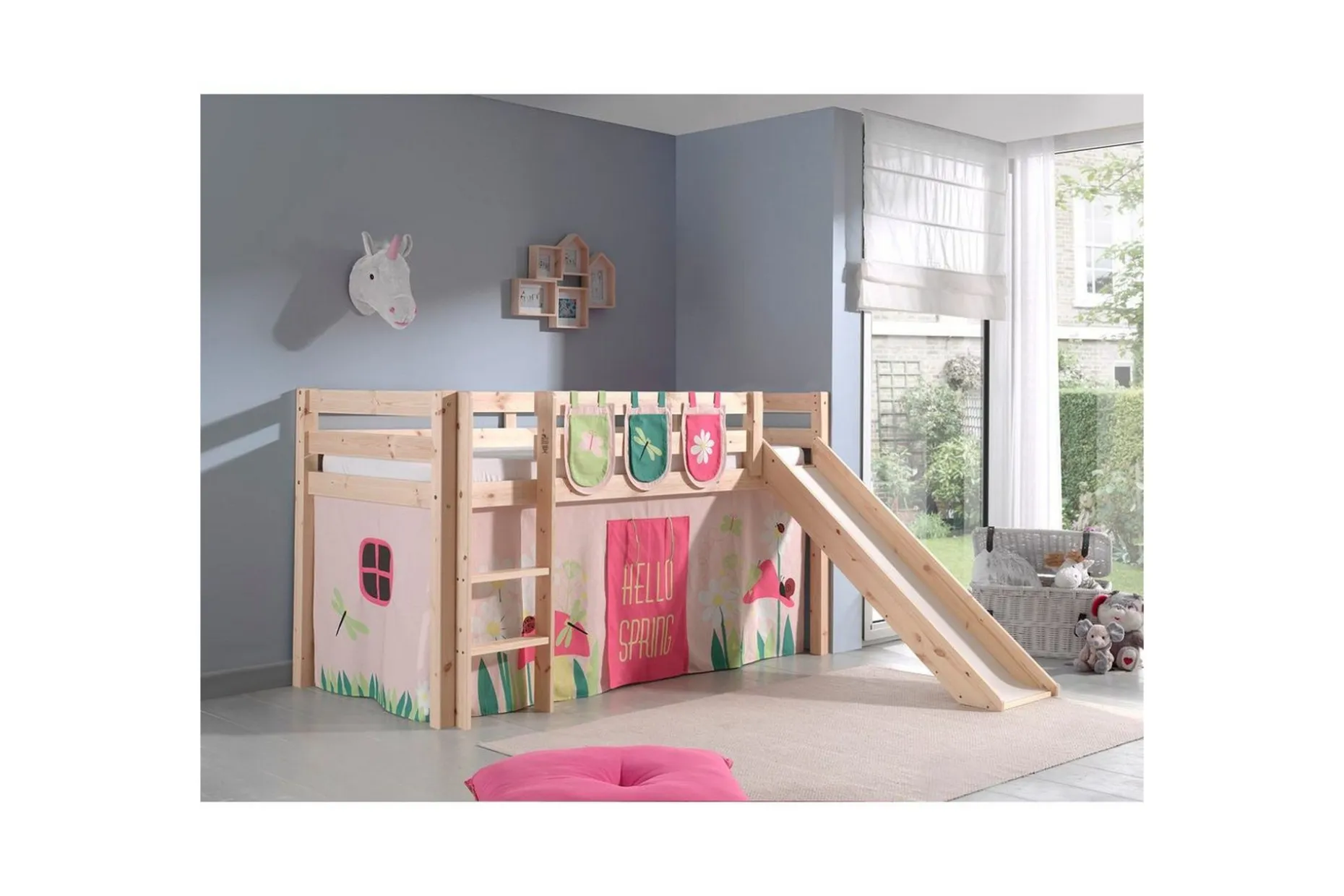 Middelseng med gardin Pino Spring Naturlig, Naturlig, Med sklie, Uten tunnel, 3