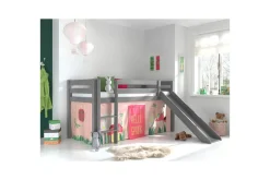 Middelseng med gardin Pino Spring Grå, Grå, Med sklie, Uten tunnel, Uten lommer