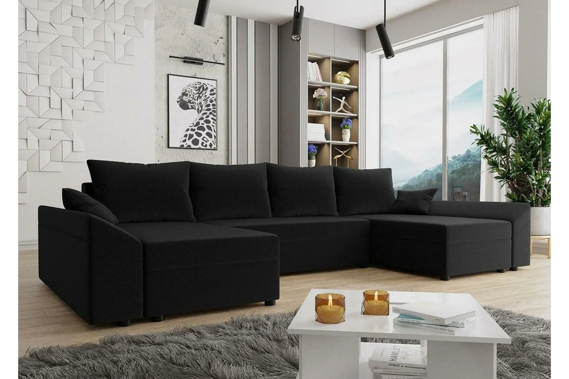 Midfeld 4-sits Hörnbäddsoffa Black