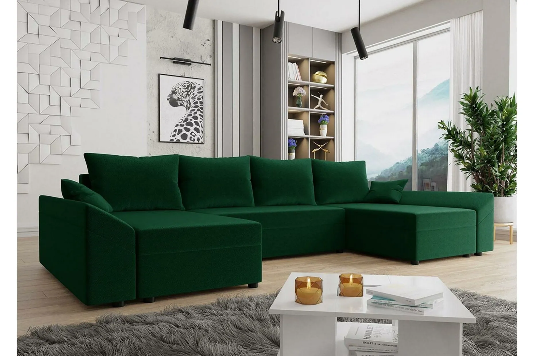 Midfeld 4-sits Hörnbäddsoffa Dark green