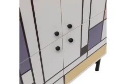 Midia Highboard 95x111 cm Hvit/Brun/Lilla/Gul