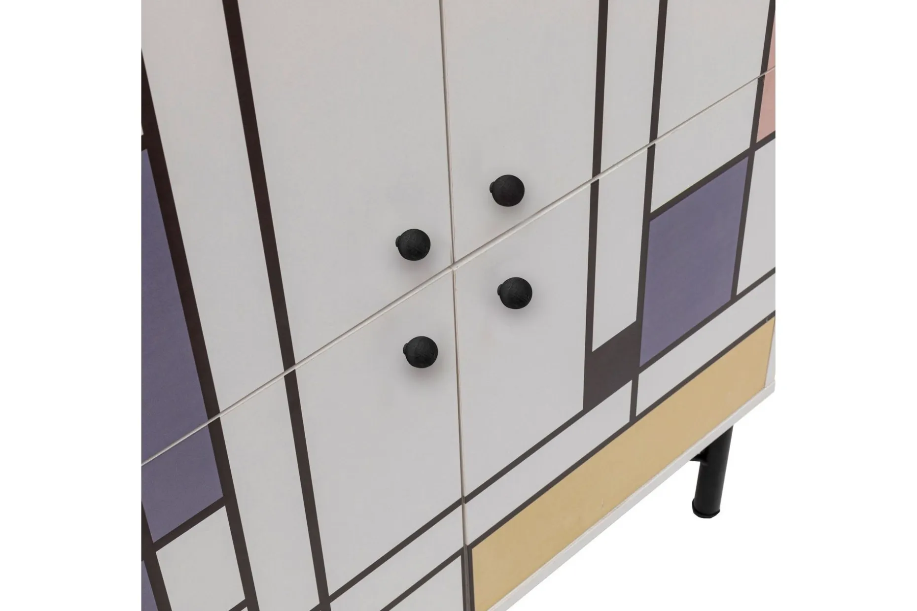 Midia Highboard 95x111 cm Hvit/Brun/Lilla/Gul