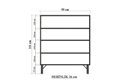 Midia Highboard 95x111 cm Hvit/Brun/Lilla/Gul