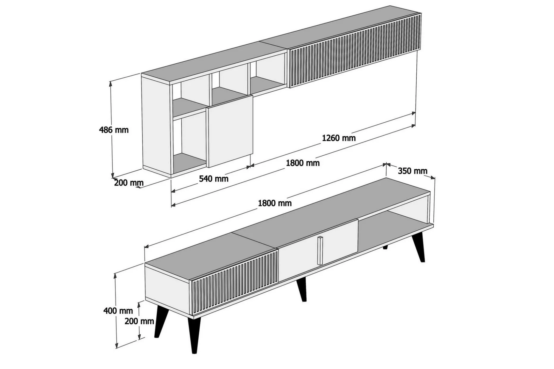 Millay TV-møbelsett 180 cm