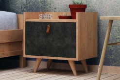 Mod Design Nattbord 50 cm med Oppbevaring Skap Lærbeslag
