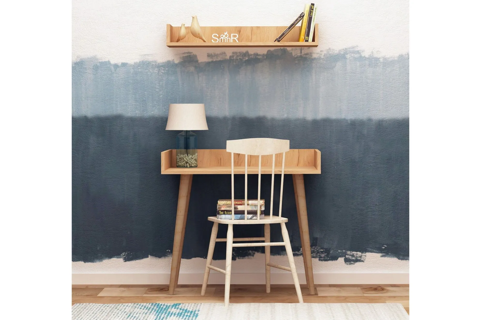 Mod Design Skrivebord 90 cm med Oppbevaring Vegghylle