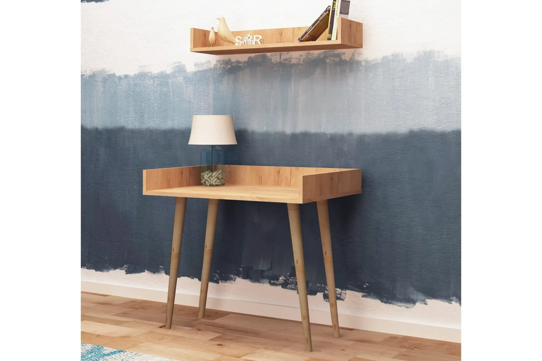 Mod Design Skrivebord 90 cm med Oppbevaring Vegghylle