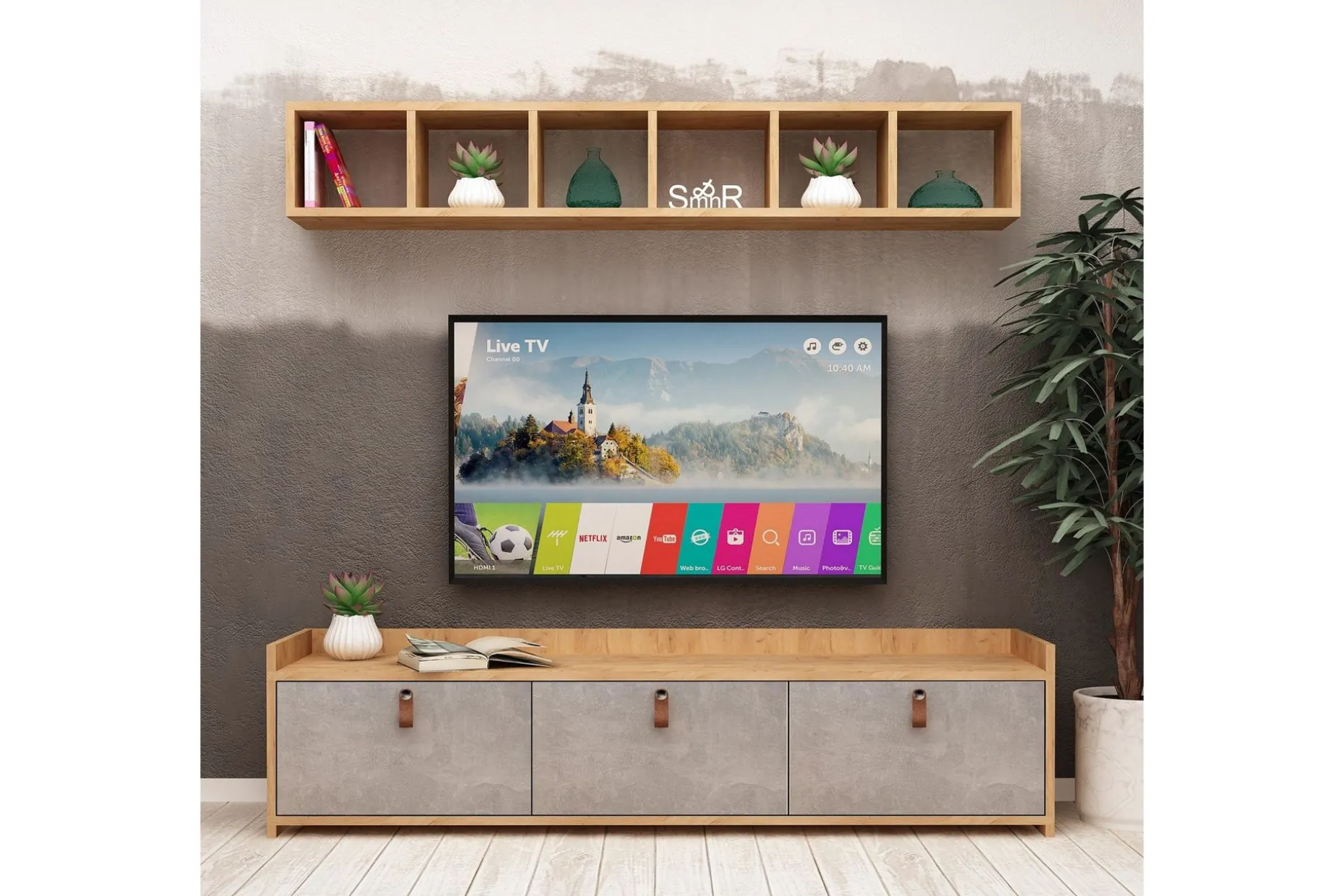 Mod Design TV-benk med Vegghylle