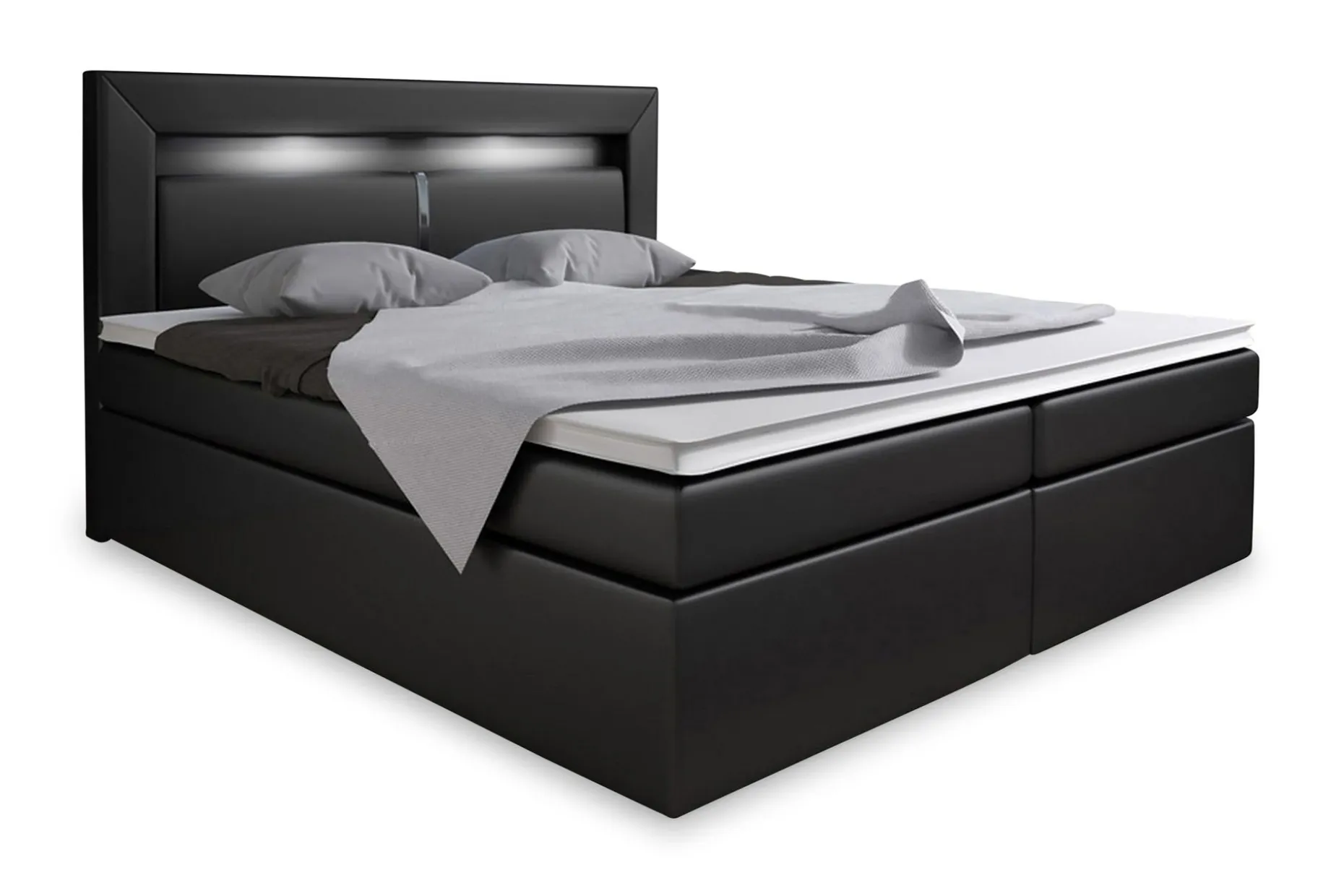 Modena Sengepakke 160x200 med Oppbevaring+LED Sengegavl