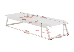 Monaco solseng med justerbar rygg i aluminium, hvit tekstil