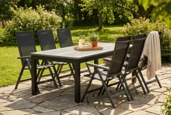 Monaco utendørs spisegruppe, uttrekkbar 210/310x90 med 6 Monaco Light regulerbare stoler