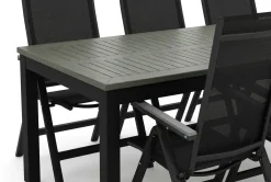 Monaco utendørs spisegruppe, uttrekkbar 210/310x90 med 6 Monaco Light regulerbare stoler