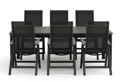 Monaco utendørs spisegruppe, uttrekkbar 210/310x90 med 6 Monaco Light regulerbare stoler