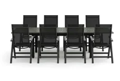 Monaco utendørs spisegruppe uttrekkbar 210/310x90 med 8 Monaco Light regulerbare stoler