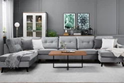Monroe U-sofa med divan høyre fløyel