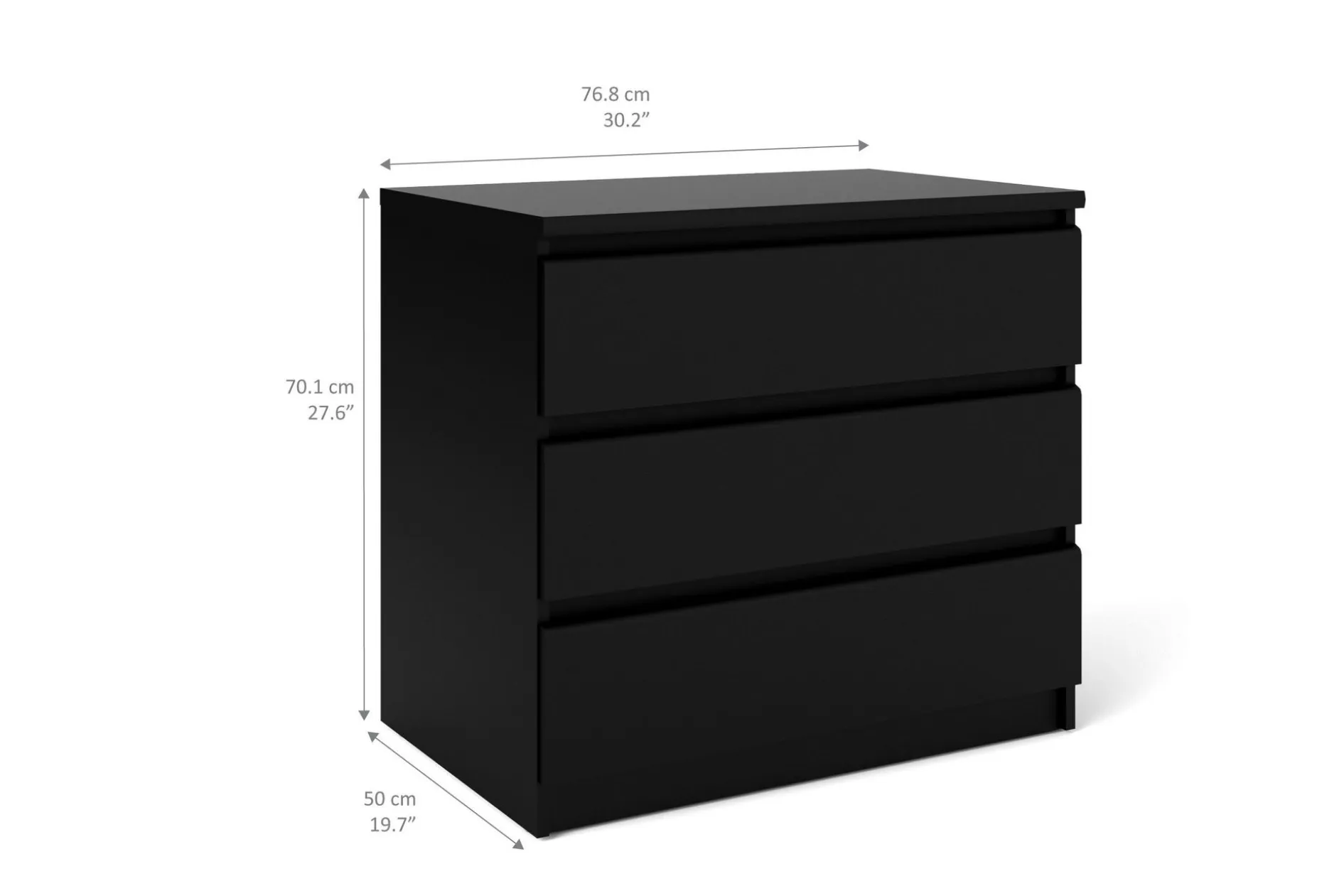 Naia Kommode 77 cm Stor 3 Skuffer
