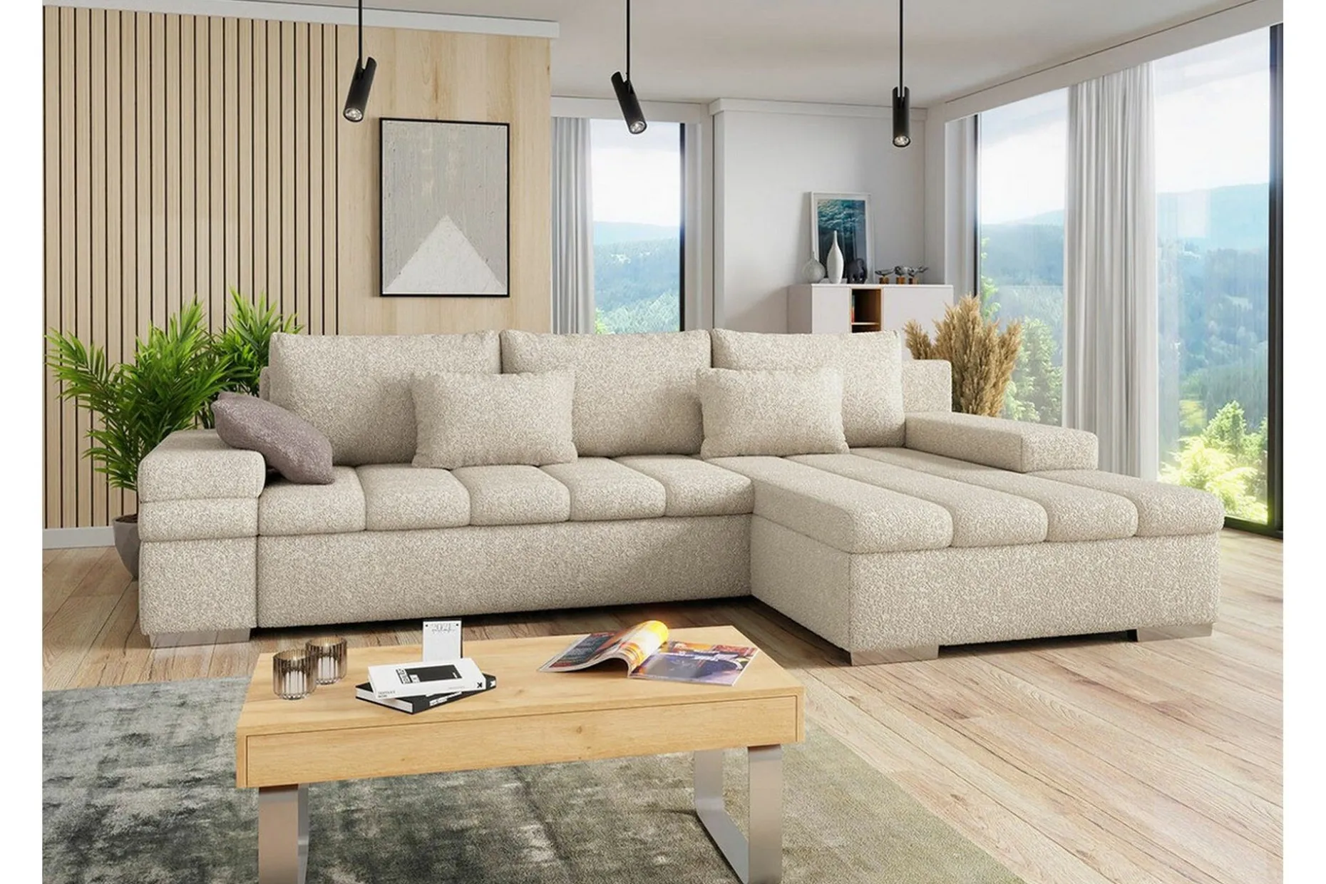Naoma 3-sits Hörnbäddsoffa Beige