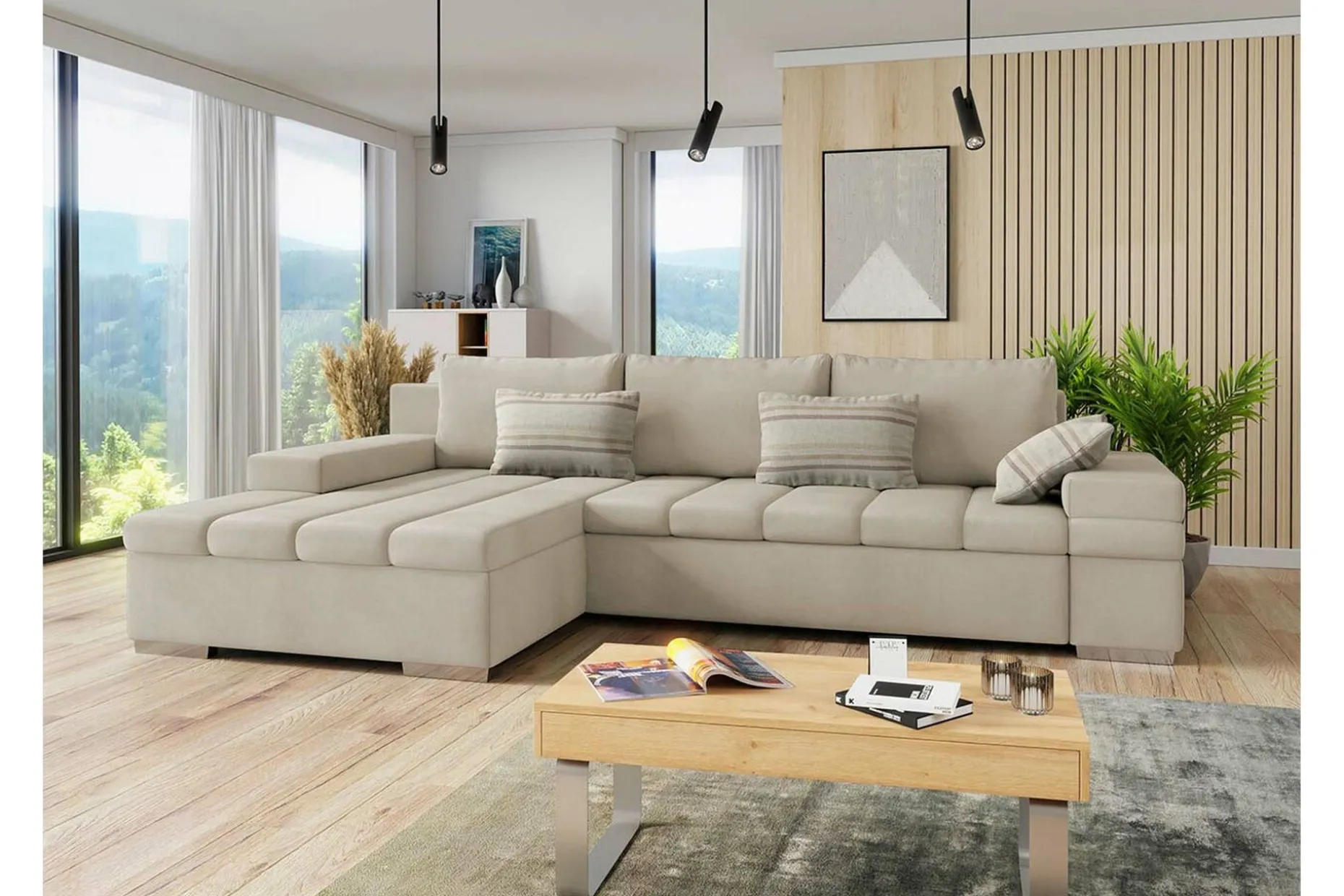 Naoma 3-sits Hörnbäddsoffa beige