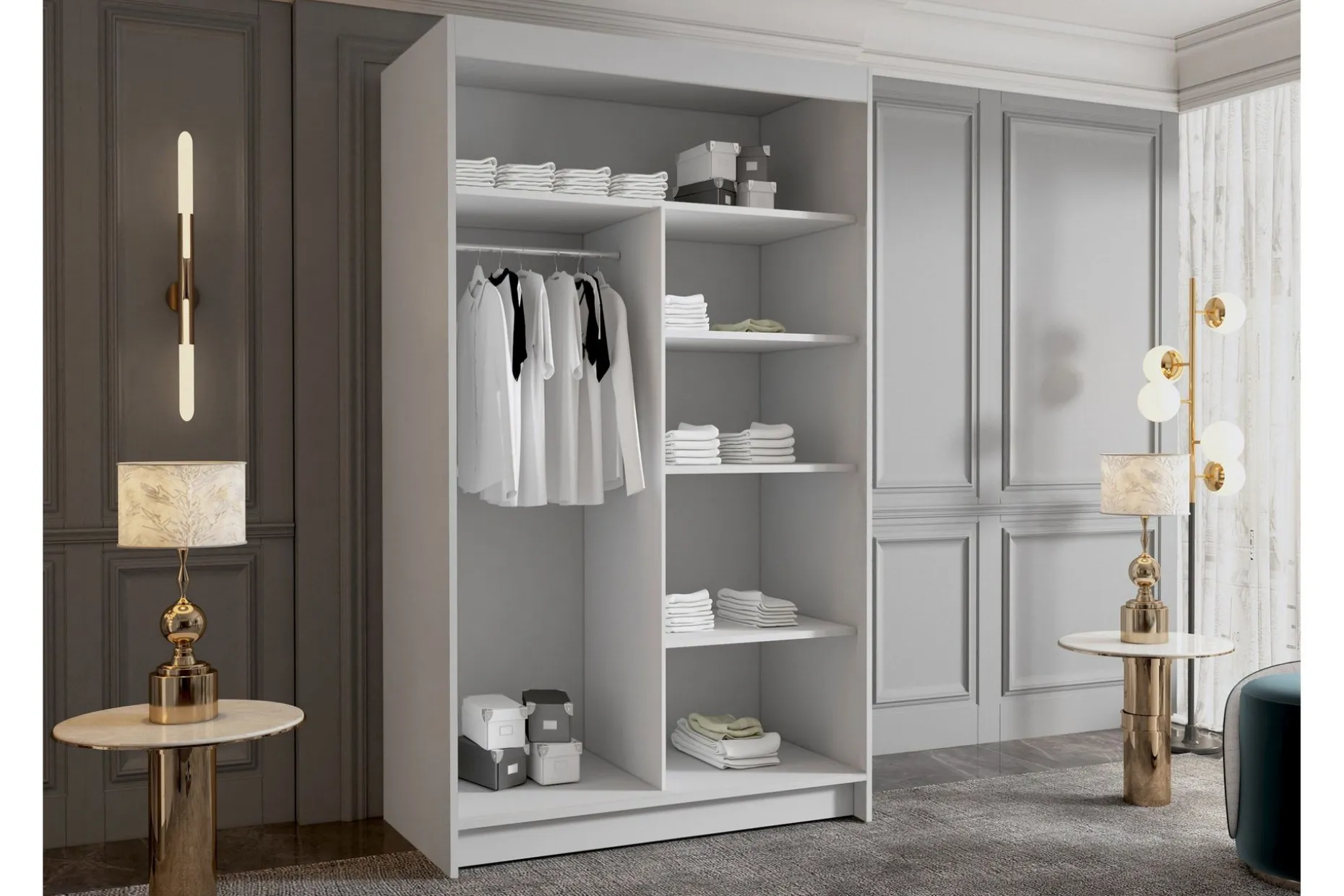 Narbonne Garderobe med Speil 100x200 cm