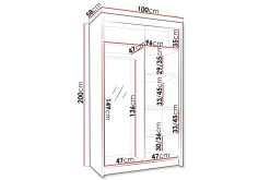 Narbonne Garderobe med Speil 100x200 cm