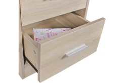 Nattbord Wohnling for kontinentalseng, 68 cm høy og 3 skuffer i en moderne stil Sonoma
