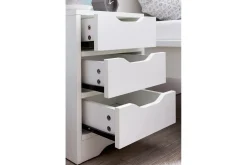 Nattbord Wohnling med 3 skuffer i et enkelt, moderne design for rammemadrass Hvit