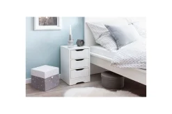 Nattbord Wohnling med 3 skuffer i et enkelt, moderne design for rammemadrass Hvit