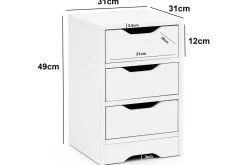 Nattbord Wohnling med 3 skuffer i et enkelt, moderne design for rammemadrass Hvit
