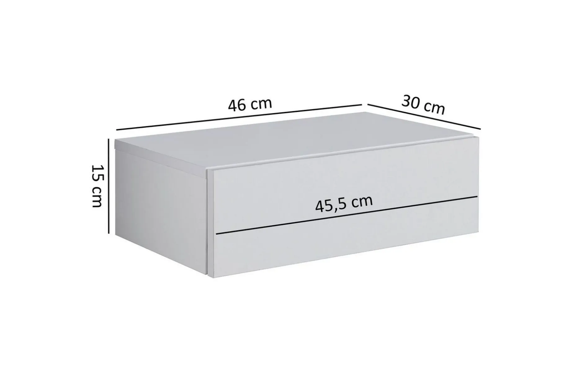 Nattbord Wohnling med skuff for veggmontering, flytende utseende Hvit
