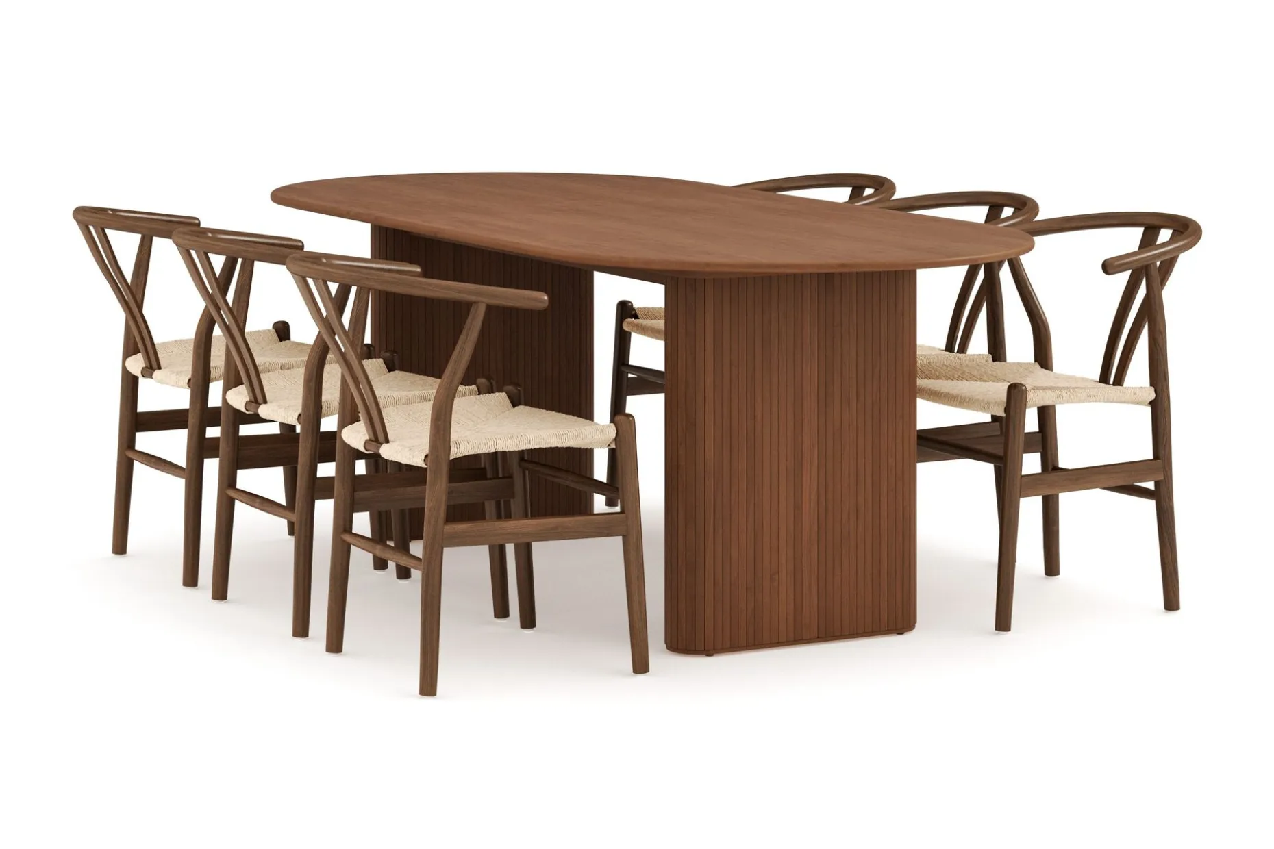 Noira Oval Spisegruppe 220 cm Valnøtt med 6 Dastoori Spisestoler