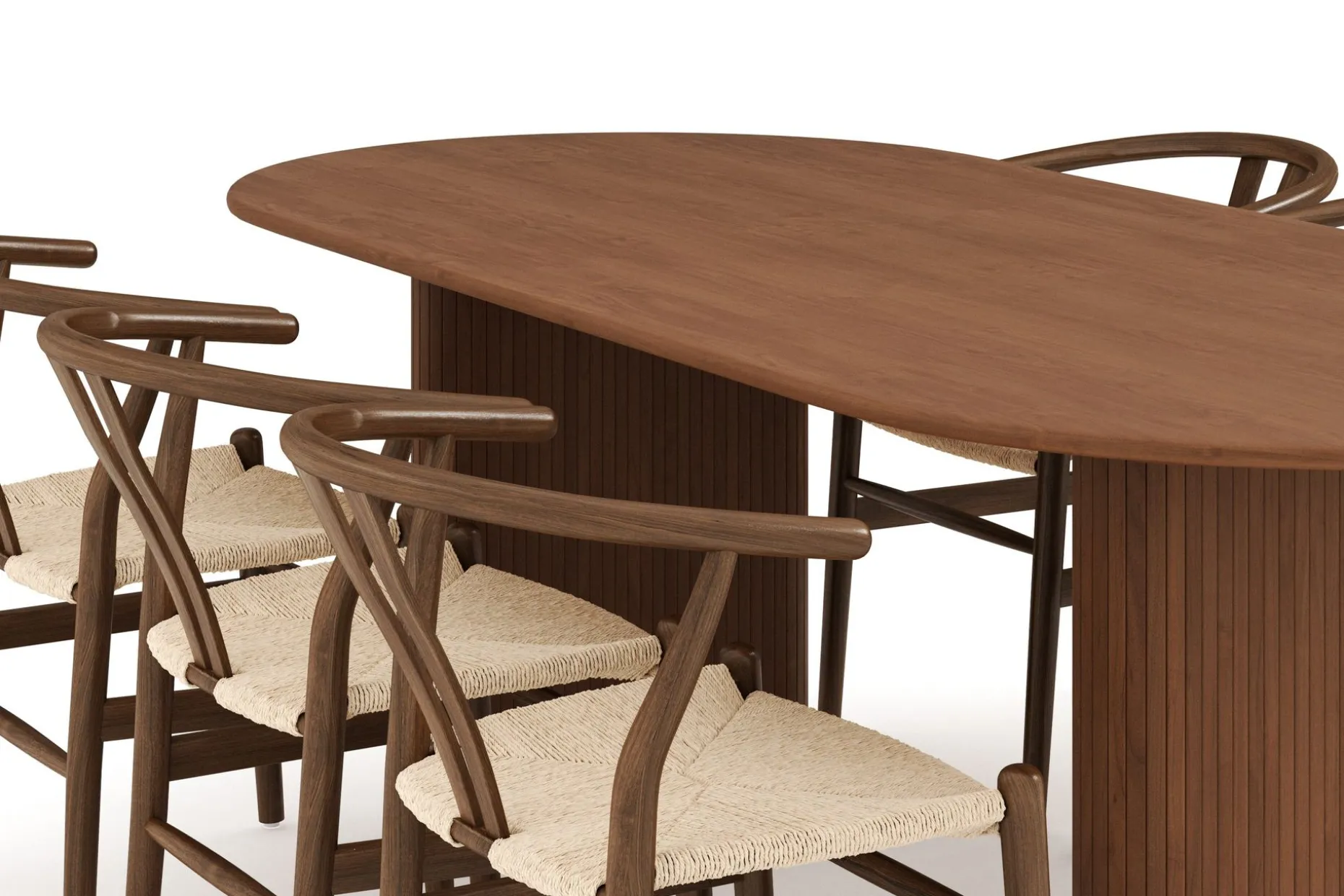 Noira Oval Spisegruppe 220 cm Valnøtt med 6 Dastoori Spisestoler