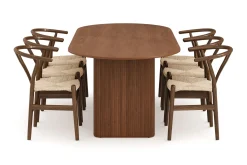 Noira Oval Spisegruppe 220 cm Valnøtt med 6 Dastoori Spisestoler