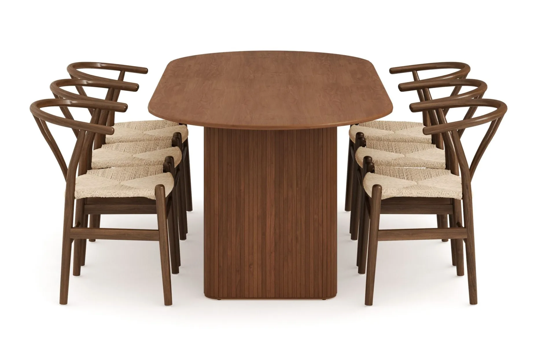 Noira Oval Spisegruppe 220 cm Valnøtt med 6 Dastoori Spisestoler
