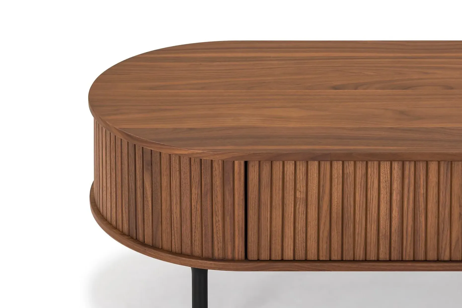 Noira Ovalt Sofabord Valnøtt 118x60 cm med oppbevaringsskuff