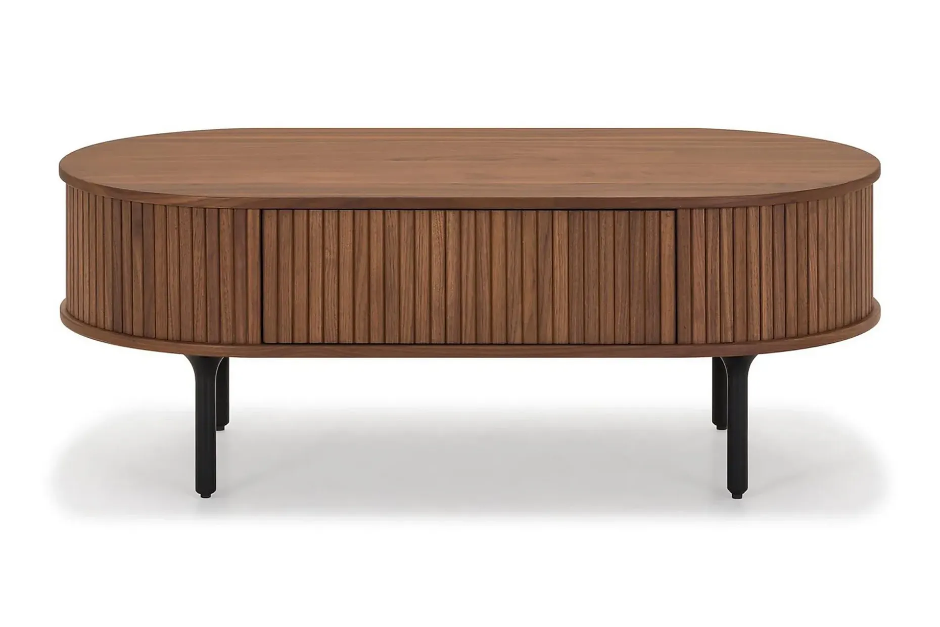 Noira Ovalt Sofabord Valnøtt 118x60 cm med oppbevaringsskuff