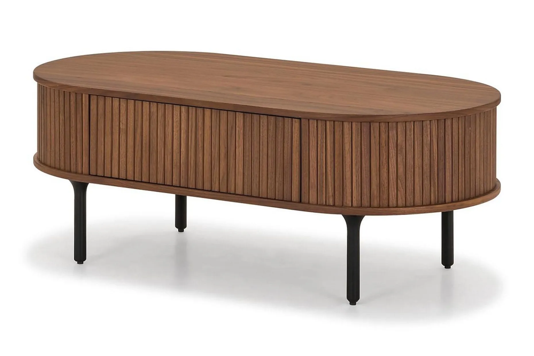 Noira Ovalt Sofabord Valnøtt 118x60 cm med oppbevaringsskuff