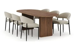 Noira Ovalt Spisebord 220 cm med 6 Sawako Stoler