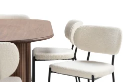 Noira Ovalt Spisebord 220 cm Valnøtt med 6 Gemmiano Spisestoler