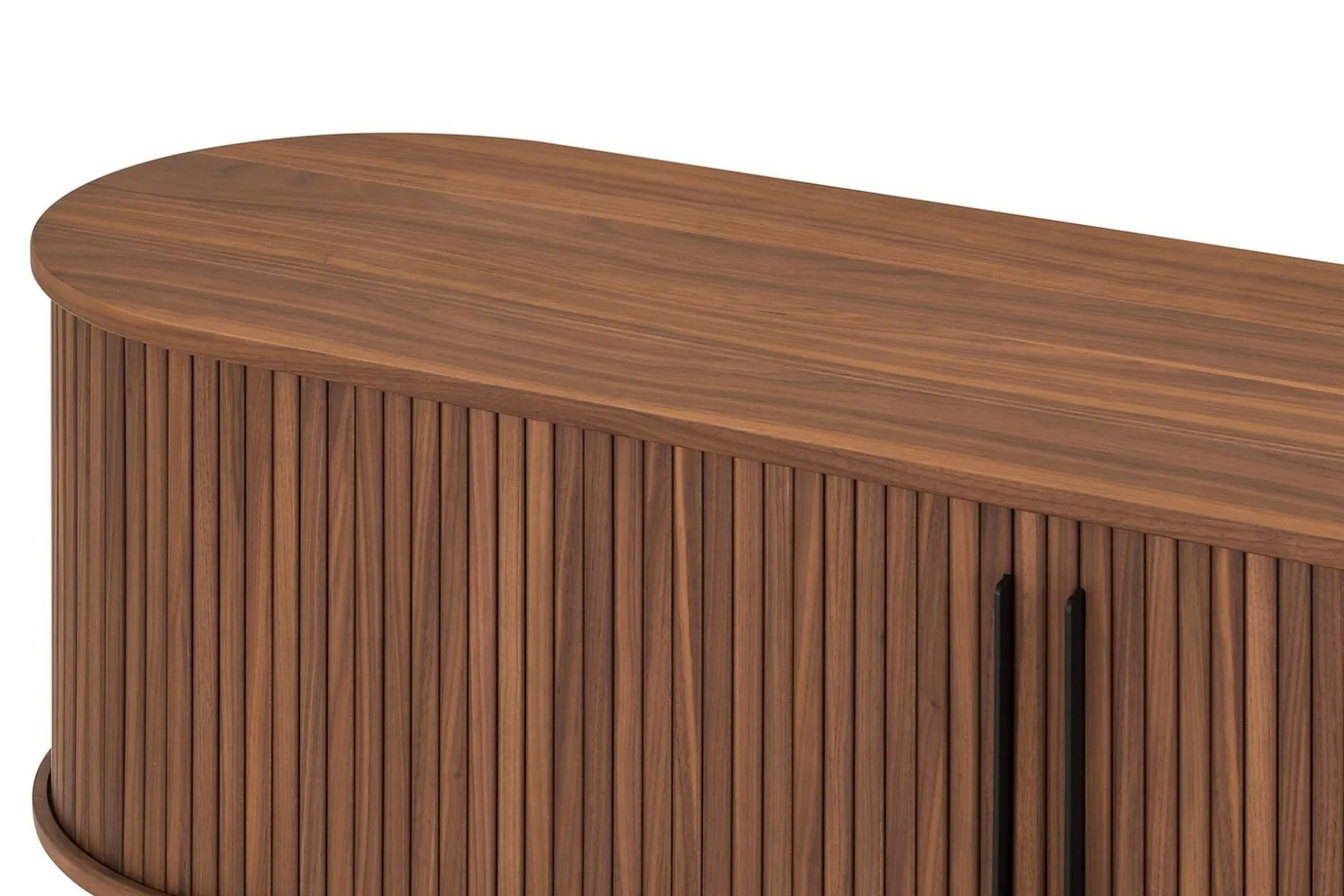 Noira Oval TV-benk Valnøtt 150x45 cm Ribbet