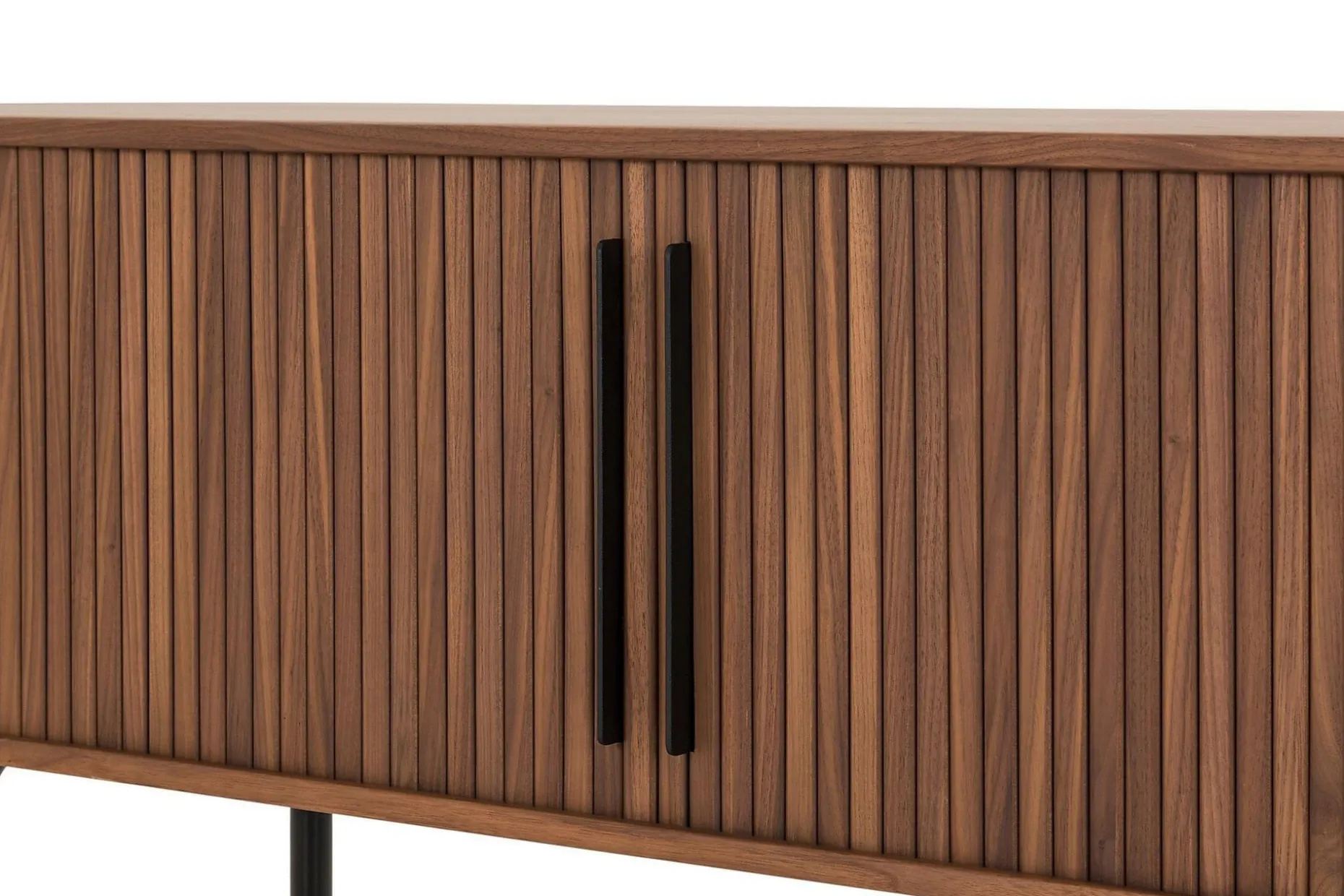 Noira Oval TV-benk Valnøtt 150x45 cm Ribbet