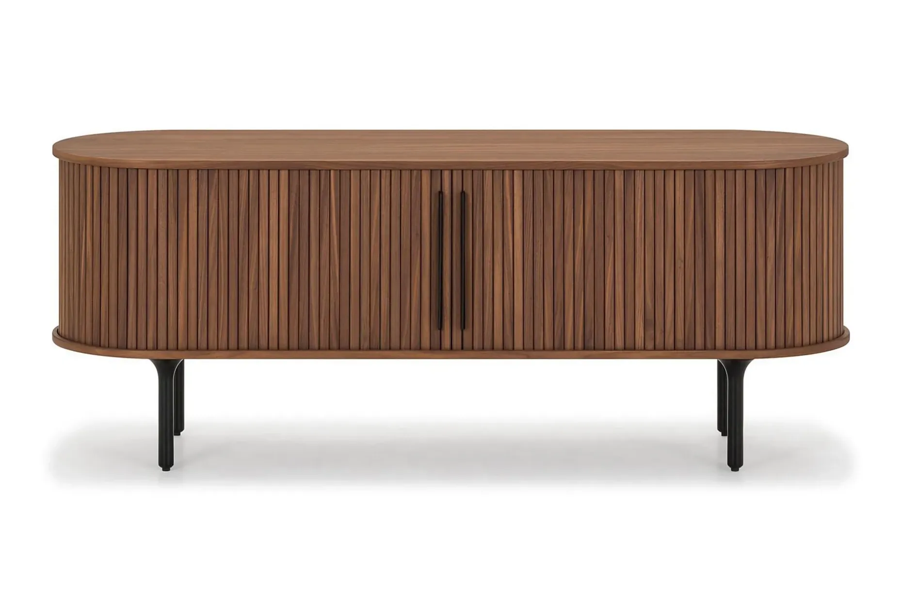 Noira Oval TV-benk Valnøtt 150x45 cm Ribbet
