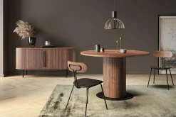 Noira Oval TV-benk Valnøtt 150x45 cm Ribbet