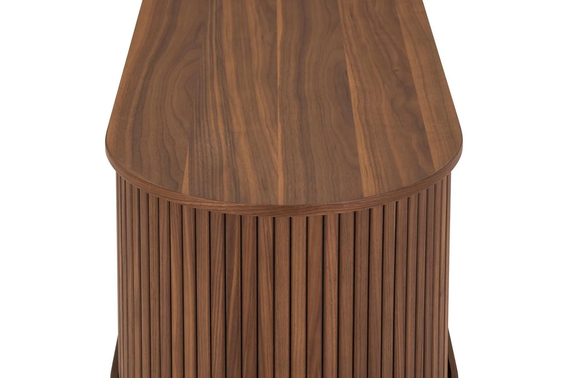 Noira Oval TV-benk Valnøtt 150x45 cm Ribbet