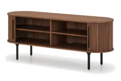 Noira Oval TV-benk Valnøtt 150x45 cm Ribbet