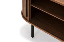 Noira Oval TV-benk Valnøtt 150x45 cm Ribbet