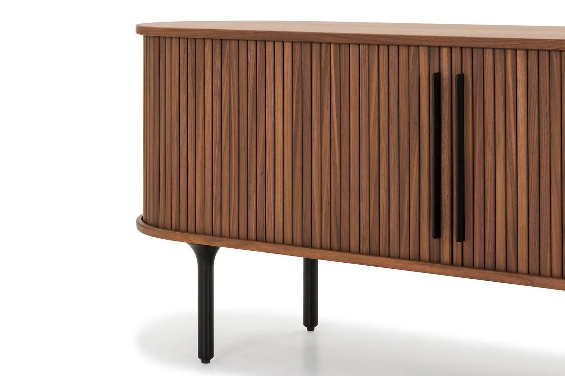 Noira Oval TV-benk Valnøtt 150x45 cm Ribbet