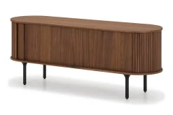 Noira Oval TV-benk Valnøtt 150x45 cm Ribbet