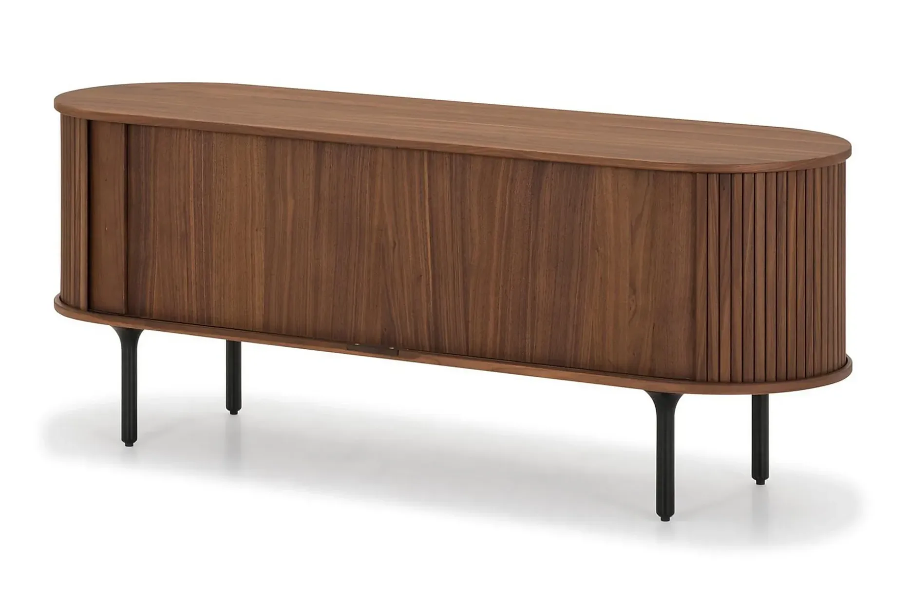 Noira Oval TV-benk Valnøtt 150x45 cm Ribbet